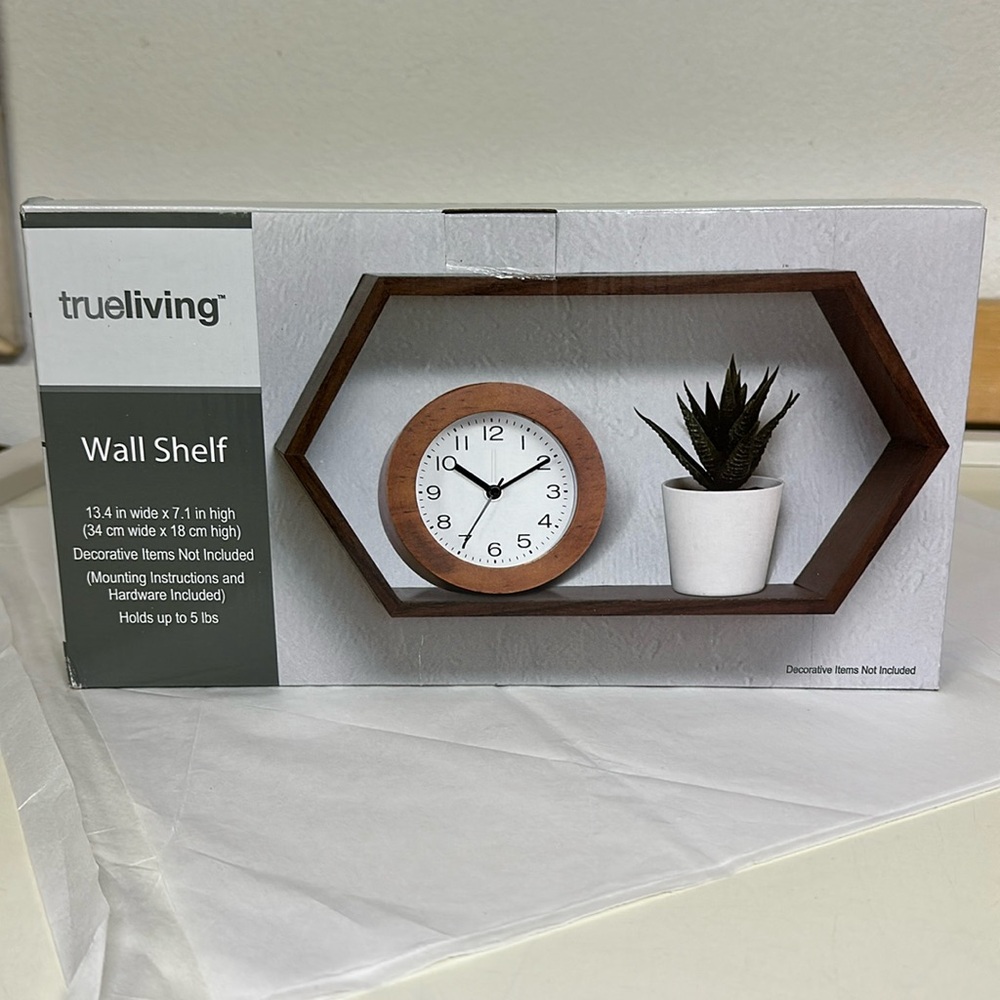 True Living Brown Wall Shelf with Mounting Hardware 13.4 x 7.1 inch